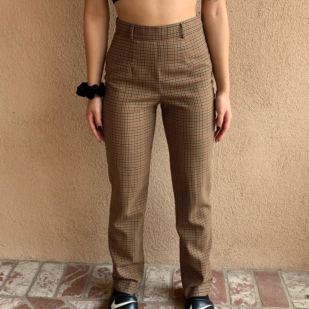 Brown plaid trousers